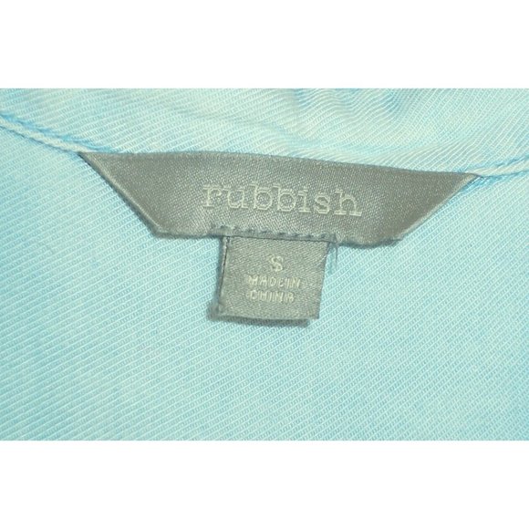 Rubbish Blue Chambray Button Up Top S Sleeveless Rayon - Picture 4 of 5